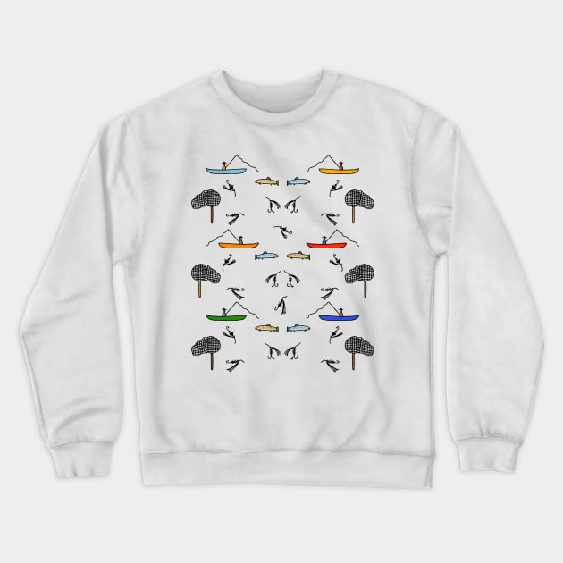 Fly Fishing Lover Pattern Crewneck Sweatshirt by Davey's Designs